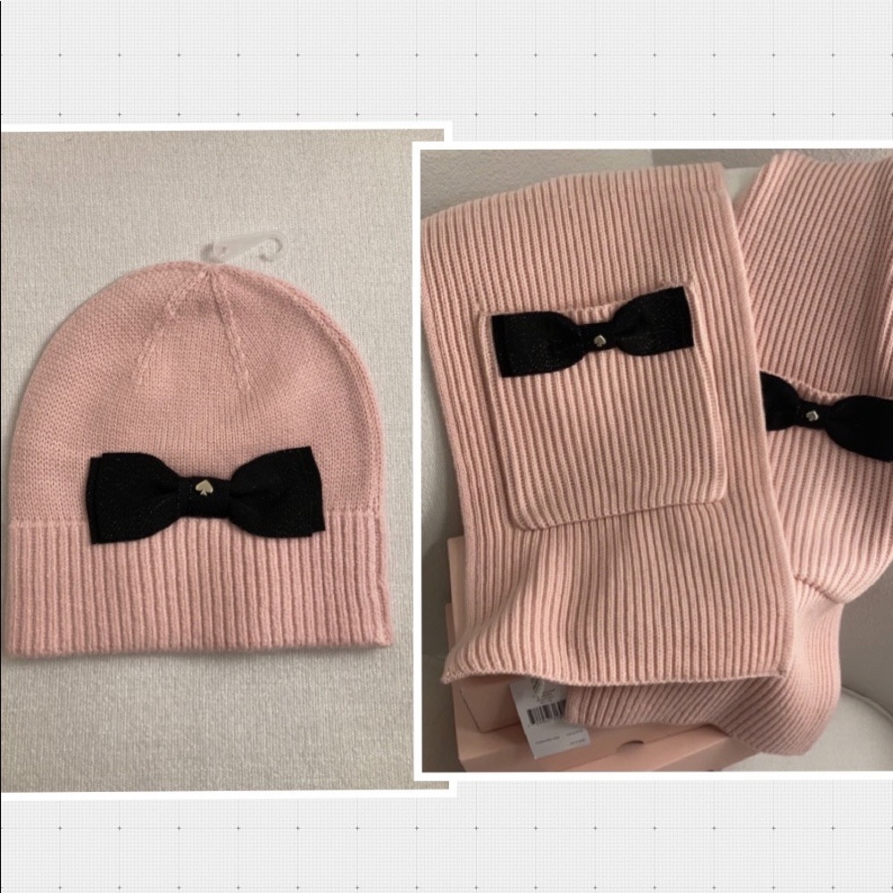 NWT Kate Spade SET! Pink Beanie/Scarf